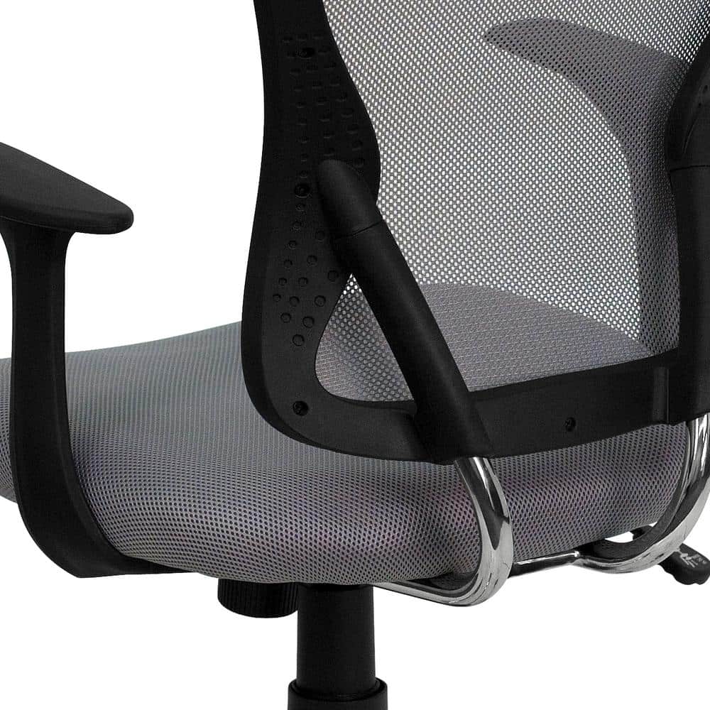 Mid-Back Gray Mesh Swivel Task Chair with Chrome Metal Base