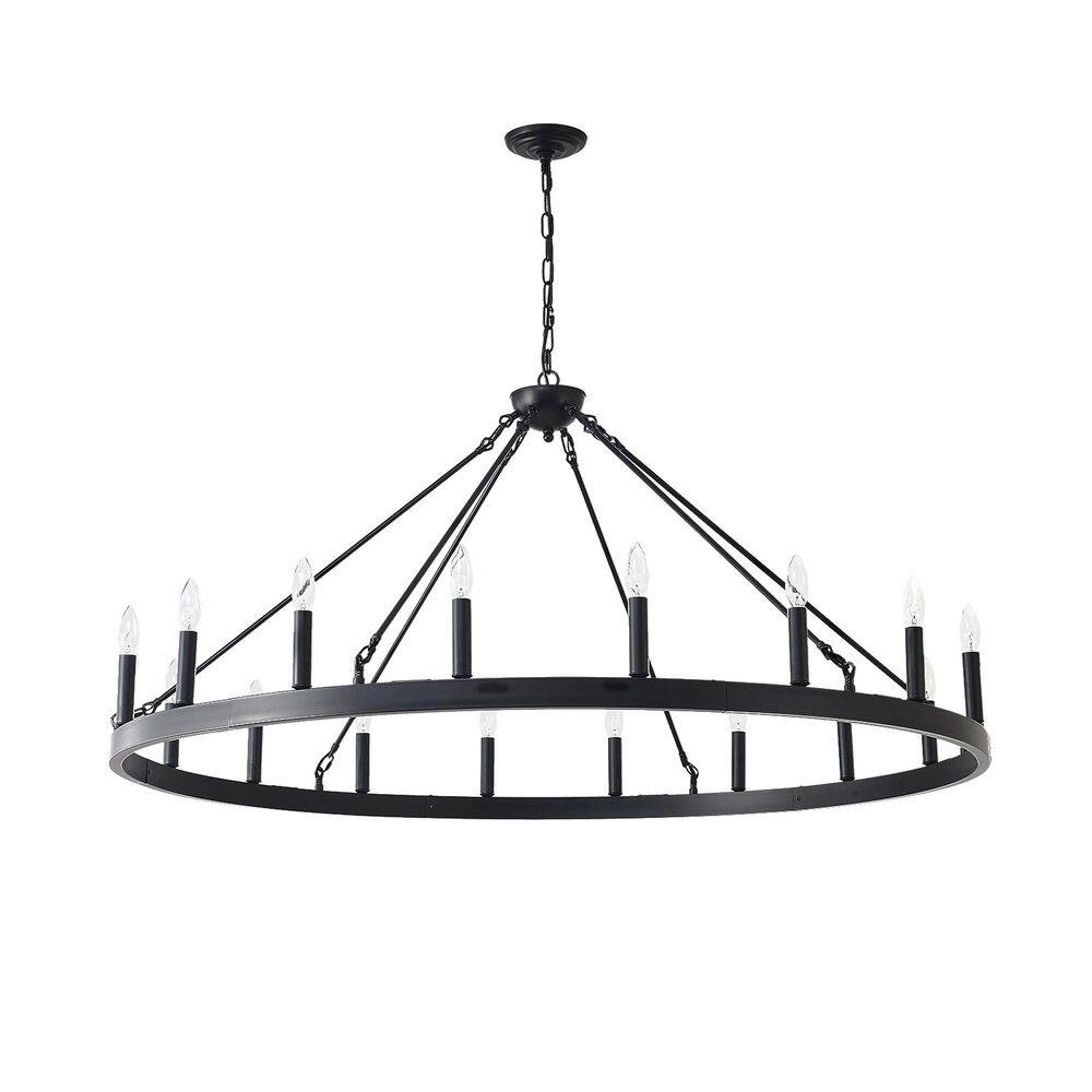 Avex 18-Light Matte Black Wagon Wheel Pendant Light with Iron Frame, No Bulbs Included price history on PriceWatchPro