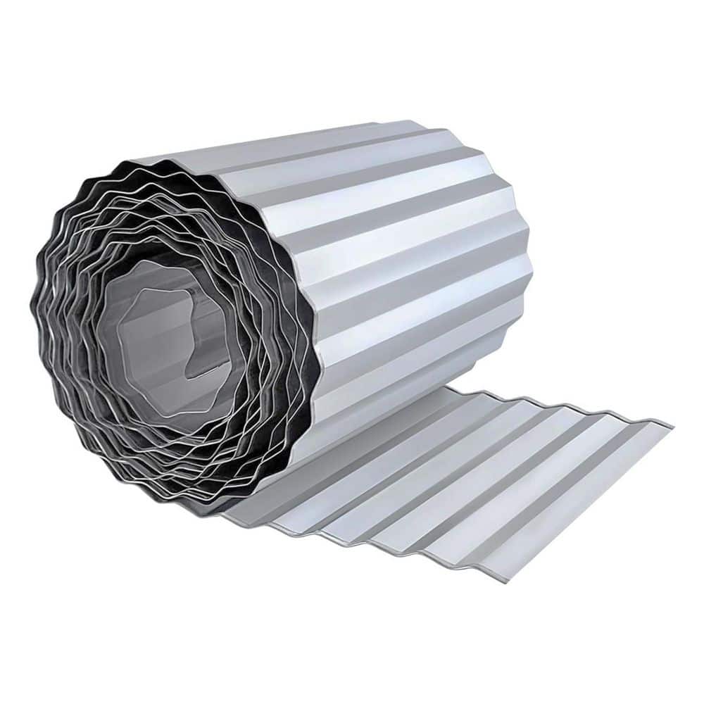 120 in. x 8 in. Silver Metal Corrugated Garden Edging, Strong Galvanized Ir