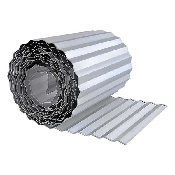 Unbranded 120 in. x 8 in. Silver Metal Corrugated Garden Edging, Strong Galvanized Iron Edging Strips with Rolled Edge Design