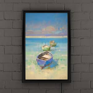 "Caribbean Beach" by Vahe Yeremyan Framed with LED Light Still Life Nature Wall Art 24 in. x 16 in.