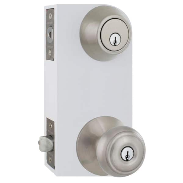  Slide-Co 17695-BB Keyed Sash Lock – Child-Proof Security Lock  Only Unlocks With Key – For Aluminum, Vinyl or Wood Double-Hung Windows –  2” Hole Centers – Heavy-Duty Zinc Diecast Construction, Brass