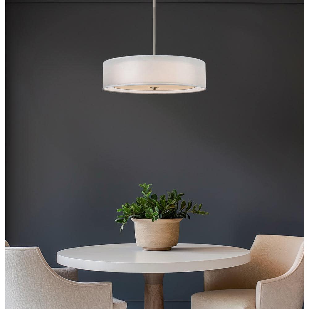 Elegant Brushed Nickel Double Drum Chandelier with Adjustable Height