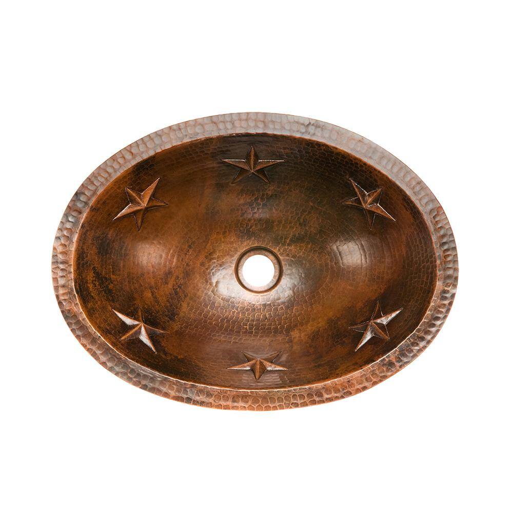 19" Oval Oil Rubbed Bronze Hammered Copper Bathroom Sink