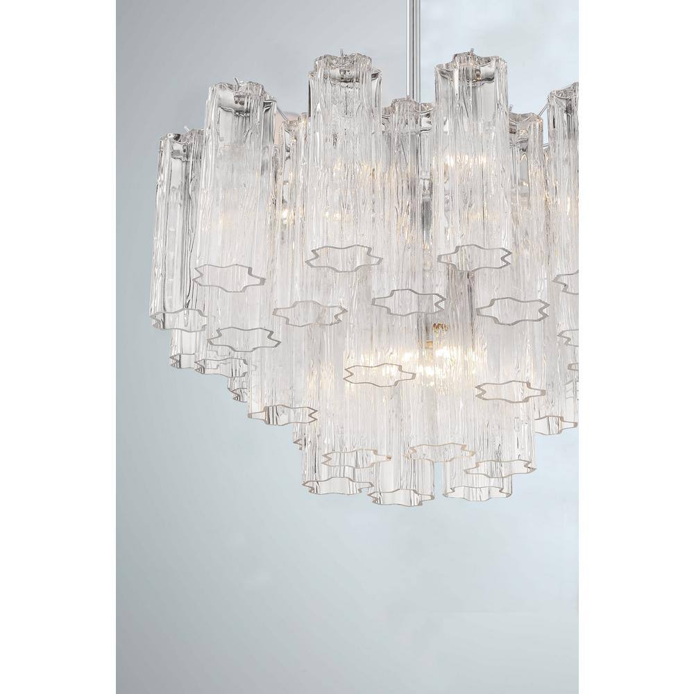 Polished Chrome and Clear Glass 9-Light Chandelier