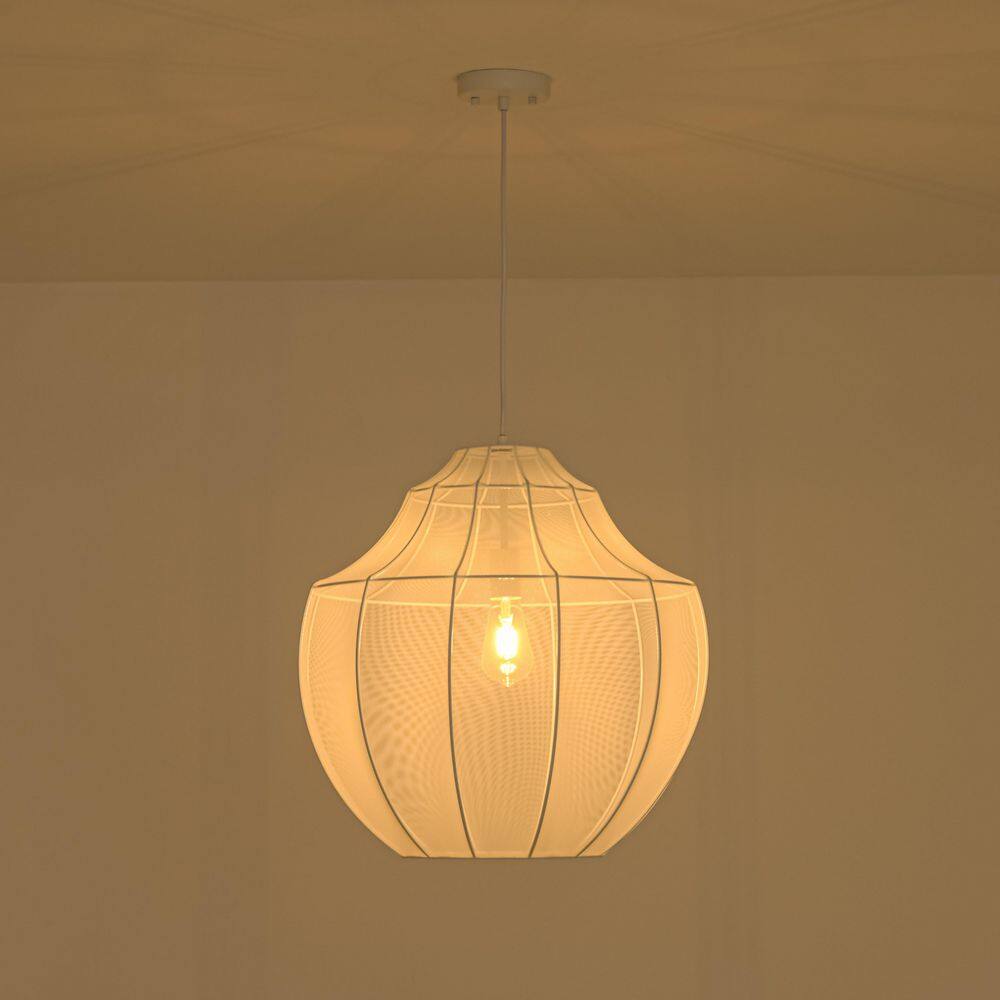 1-Light Matte White Pendant Light with Fabric Lantern Shade for Kitchen Island price history on PriceWatchPro