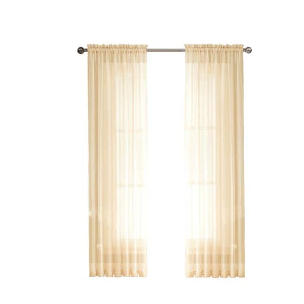 Window Elements Sheer Diamond Sheer 56 in. W x 84 in. L Rod Pocket Extra Wide Curtain Panel in Beige