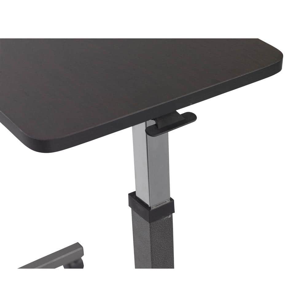 Adjustable Height Silver Vein Overbed Table with Walnut Top