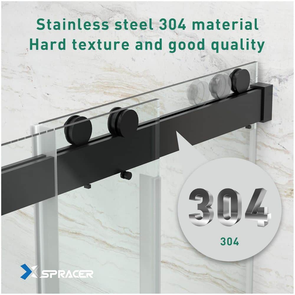 60" Matte Black Aluminum Framed Double Sliding Shower Door