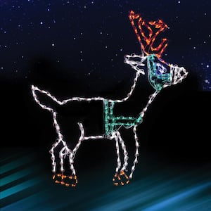 23 in. LED Reindeer Standing Metal Framed Holiday Decor - Donner