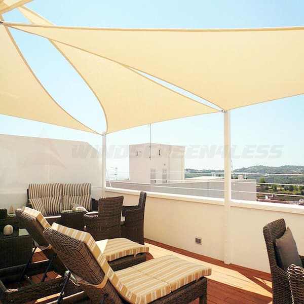 16 ft. x 16 ft. Beige Triangle Heavy Weight Sun Shade Sail with UV Blockage and waterproof for Patio and Pool Cover