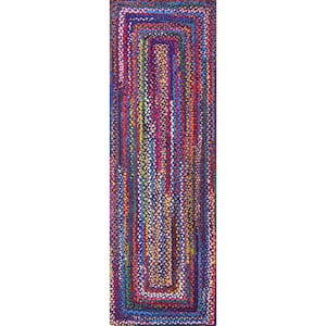 Tammara Colorful Braided Purple Multi 3 ft. x 8 ft. Runner Rug
