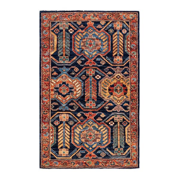 Solo Rugs Serapi One-of-a-Kind Traditional Blue 3 ft. x 5 ft. Hand Knotted Tribal Area Rug