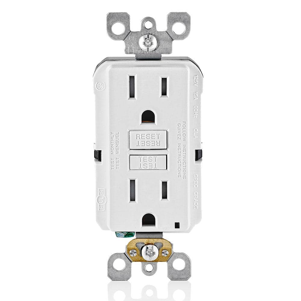15 Amp Self-Test Smartlock Pro Duplex Tamper Resistant GFCI Outlet White with White Buttons (2-Pack)