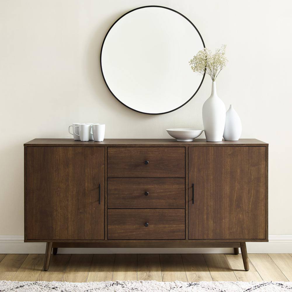Lucas Walnut Mid-Century Modern Sideboard with Drawers