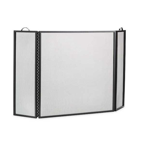 Black Metal Classic Flat Guard 3-Panel Fireplace Screen