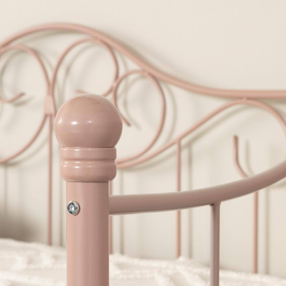 Princess Twin Pink Metal Daybed with Headboard and Slats