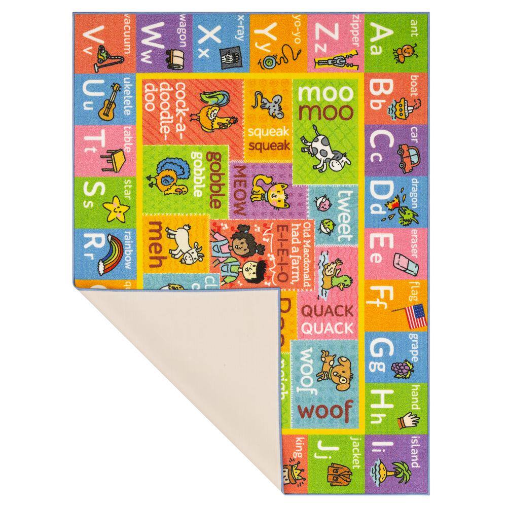 Colorful ABC Alphabet Educational Kids Rug with Farm Animals