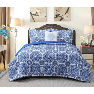 Briar 4-Piece Blue Microfiber King Comforter Set