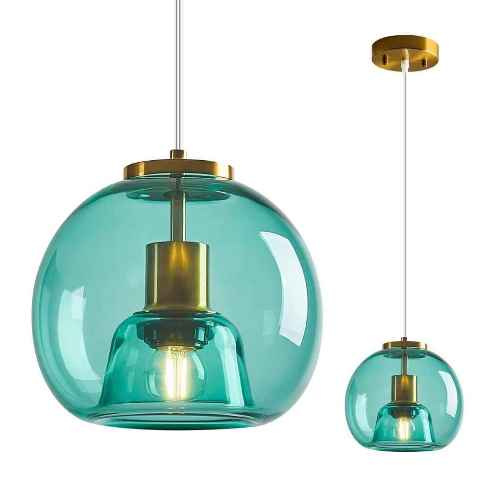 Home Lighting ‎60-Watt 1 Light 7.87 in. Light Blue Glass Globe Pendant Light for Living Room, No Bulbs Included, 1-Pack price history on PriceWatchPro