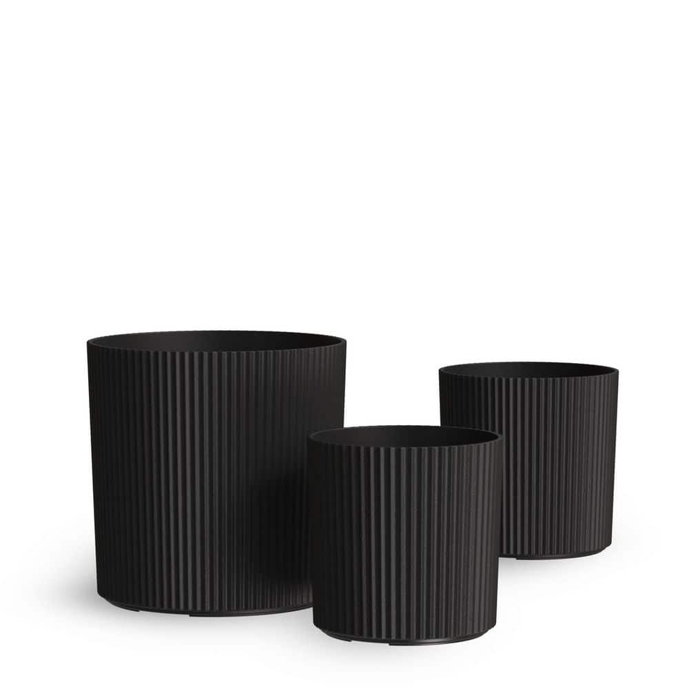 Serene Black 14 in. W x 14 in. H Plastic Indoor/Outdoor Planter with Drainage Holes 3-Pack price history on PriceWatchPro