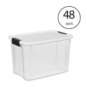 30 Qt. Ultra Latch Clear Storage Box with White Lid (48 Pack)