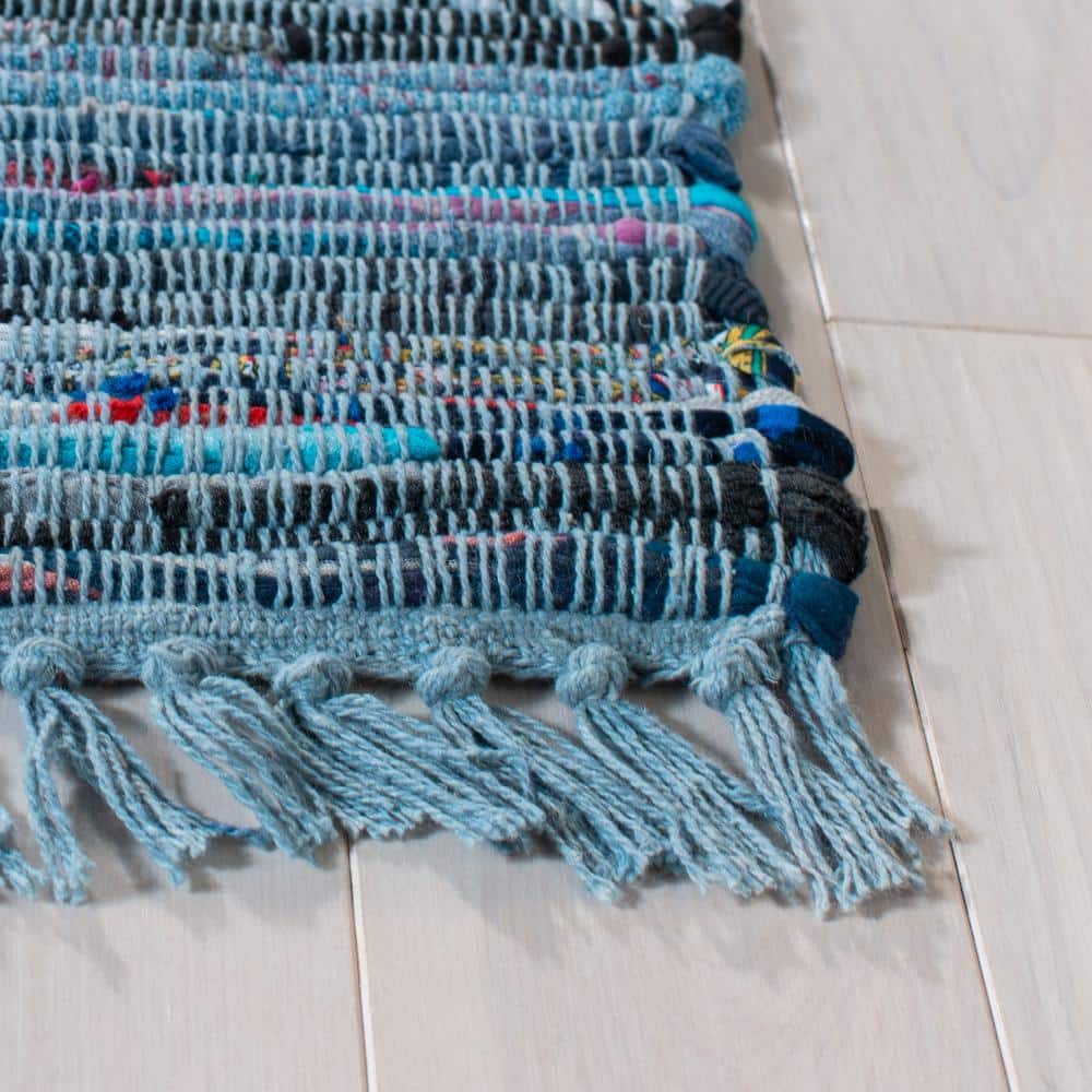 Coastal Charm Blue & Multi Handwoven Cotton Rag Rug - 5' x 8'