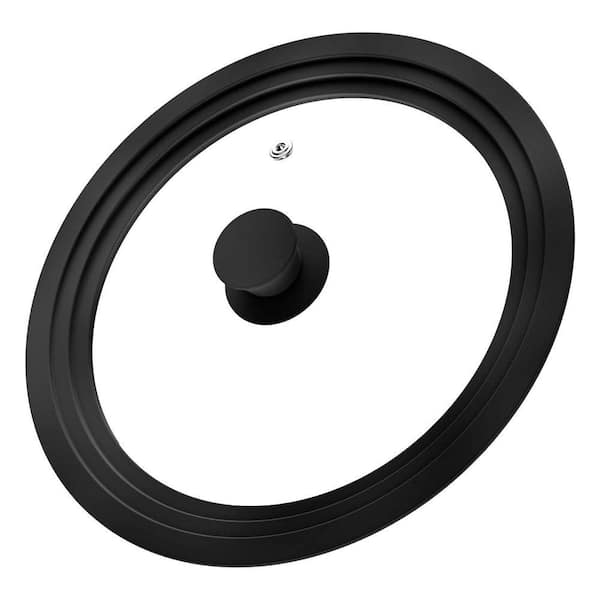 12 in. Universal Tempered Glass and Silicone Rim Pot Pan Skillet Lid with Steam Vent and Knob, Heat Resistant
