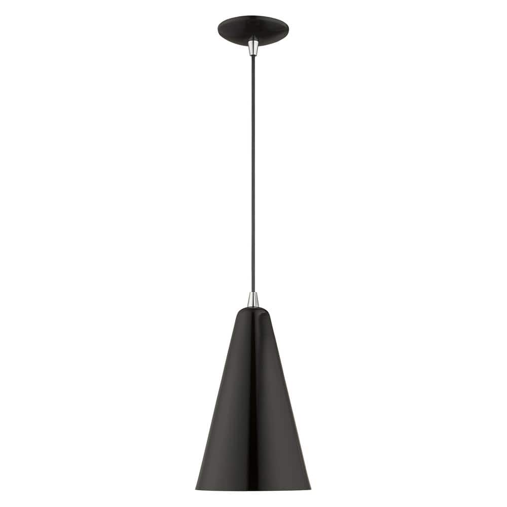 Shiny Black and Gold Mini Pendant Light with Metal Shade