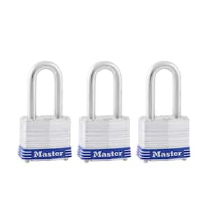 Outdoor Padlock with Key, 1-9/16 in. Wide, 1-1/2 in. Shackle, 3 Pack