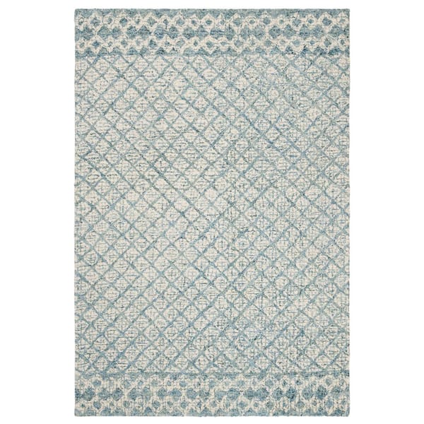 SAFAVIEH Abstract Blue/Ivory Doormat 3 ft. x 5 ft. Geometric Distressed Area Rug