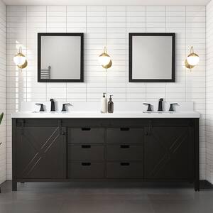 Marsyas 84 in W x 22 in D Brown Double Bath Vanity, White Quartz Countertop and Faucet Set