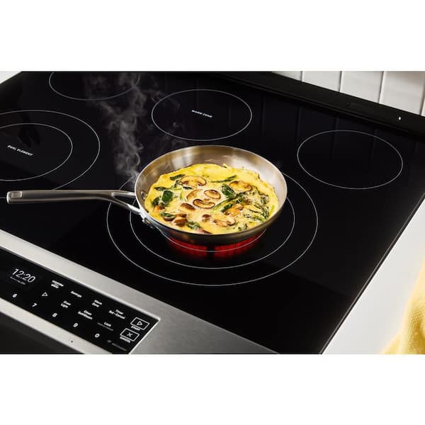 Whirlpool - 30 in. 5-Burners Smart Slide-In Electric Range in Fingerprint Resistant Stainless Steel with No Preheat Air Fry