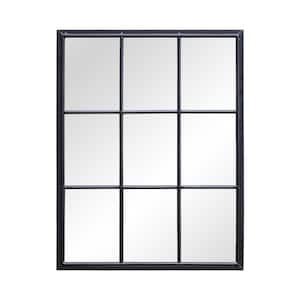 28 in. x 36 in. Modern Rectangle Metal Framed Black Window Decorative Mirror