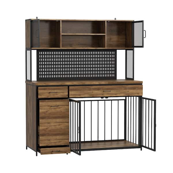 FUFU&GAGA Wooden Dog Crates with Storage, Large Pets Cages Furniture Kitchen Pantry Laundry Garage Storage Cabinet for S M L Dogs
