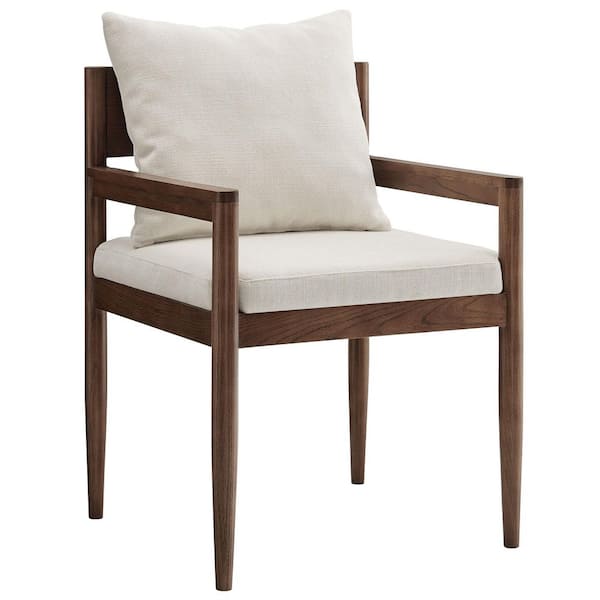Remington Mid-Century Modern Wood Fabric Dining Room Chair in Salt-with Open Back and Elm Wood Frame