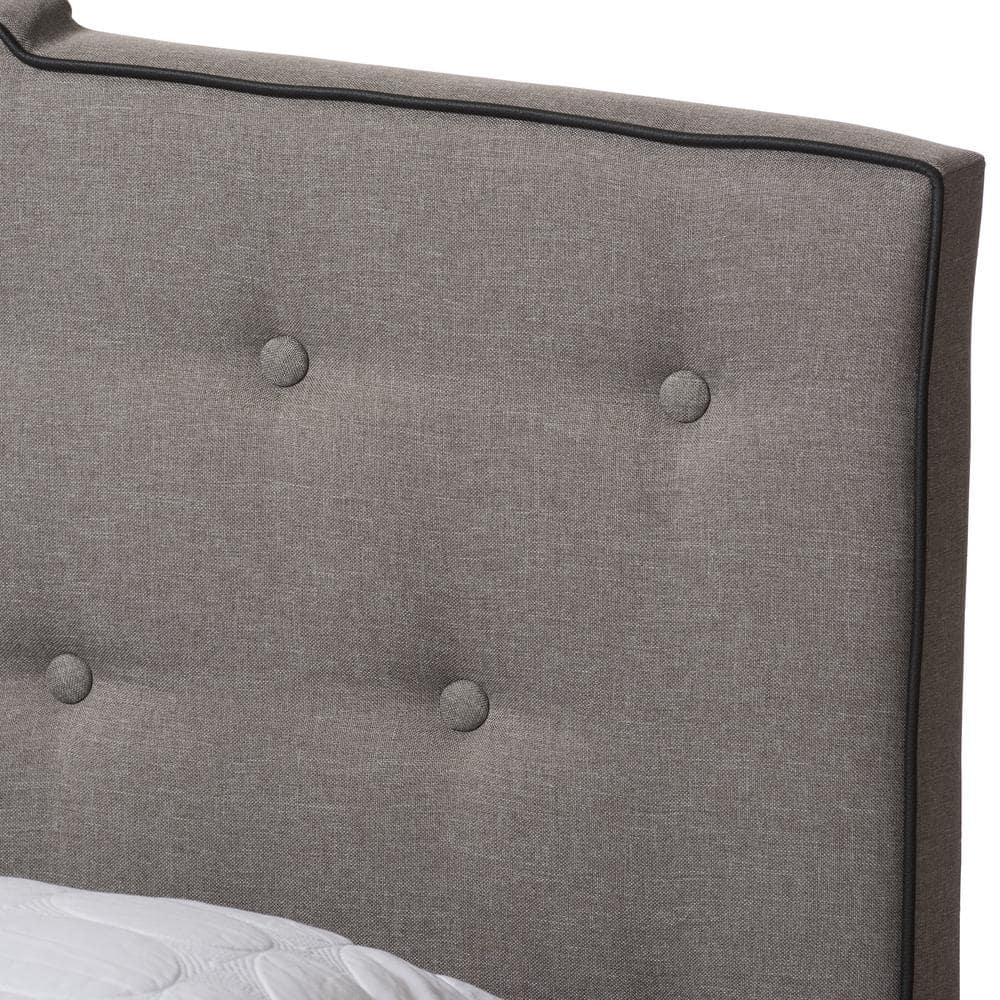 Elegant Light Grey King-Sized Bed with Tufted Upholstered Headboard and Storage Drawer