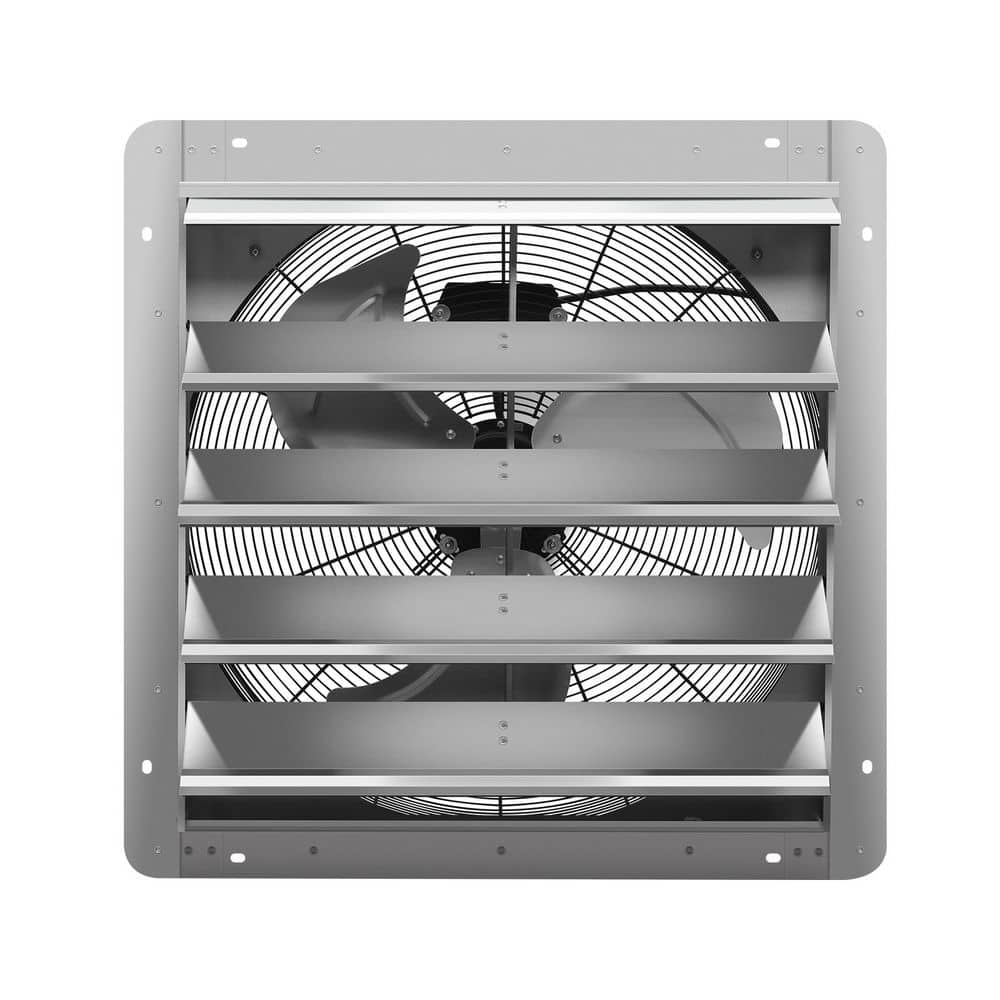 24 in.4016 CFM Aluminum Silver Electric Power Gable Mount Attic Fan Shutter
