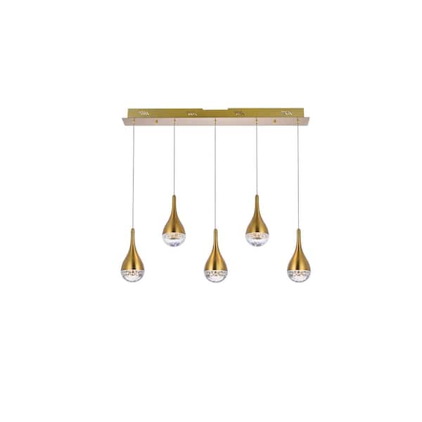 Unbranded 4.5 in. Simply Living 5-Light Satin Gold Integrated LED Pendant Light