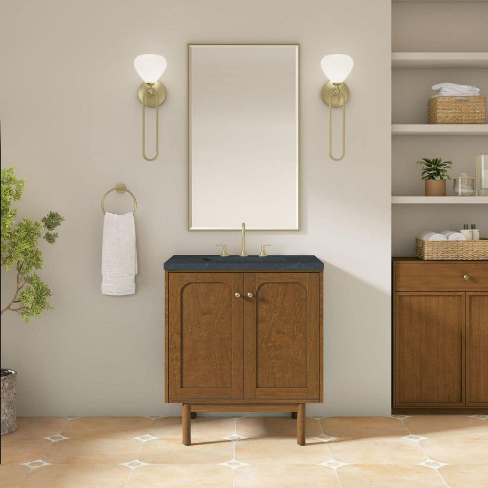 Laurent 30.0 in. Single Bath Vanity in Honey Oak with Charcoal Soapstone Quartz Top price history on PriceWatchPro