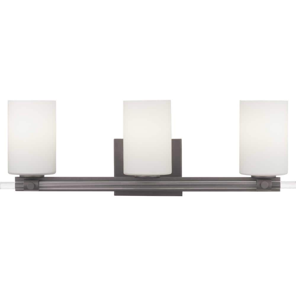 Black 24" Dimmable Bath Vanity Light with Opal Glass Shades