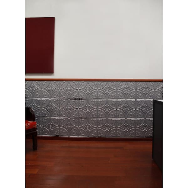 Dimensions 2 ft. x 4 ft. Glue Up Tin Ceiling Tile in Metallic Nickel