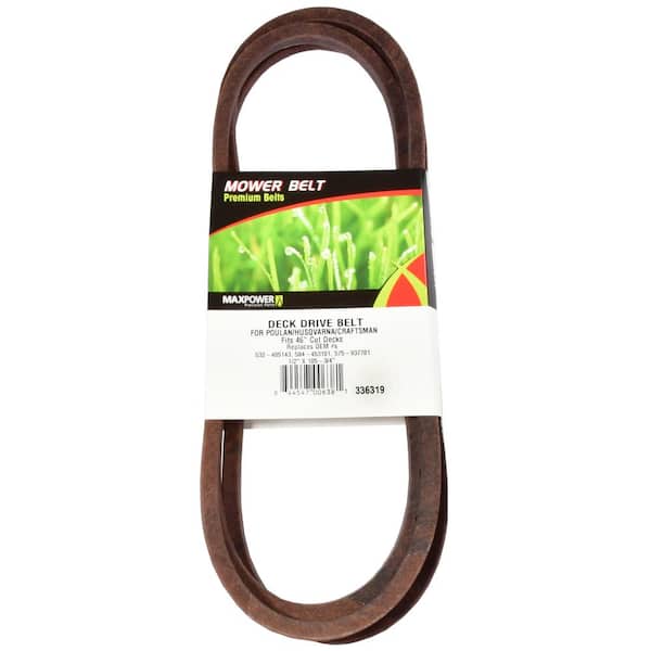 MaxPower Deck Drive Belt for 46 in. cut Craftsman, Husqvarna, Poulan, Replaces OEM #'s 532405143, 584453101, PP21008, 575937701