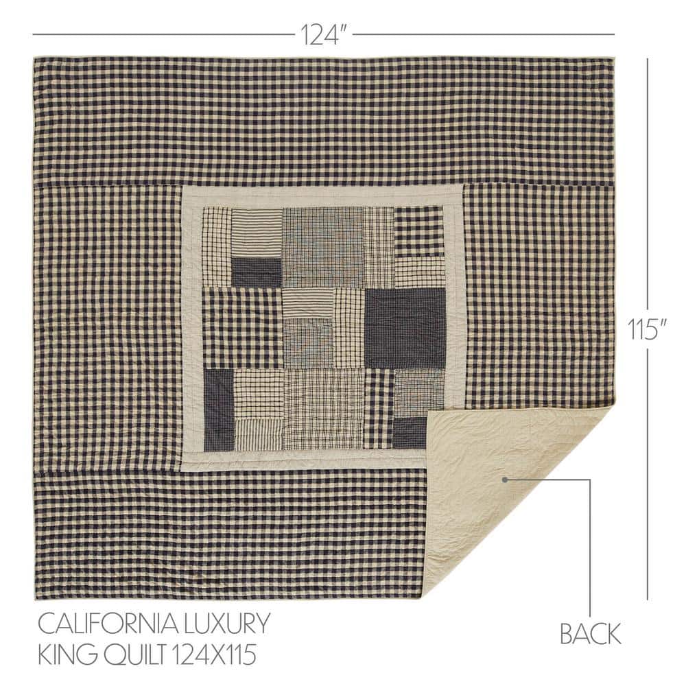 Navy Cotton Reversible King Quilt with Patchwork Design