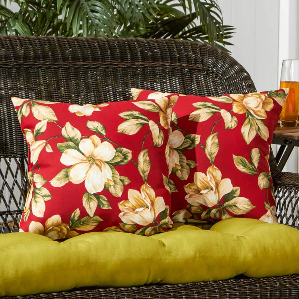 Roma Floral 17" Square Outdoor Throw Pillow Set