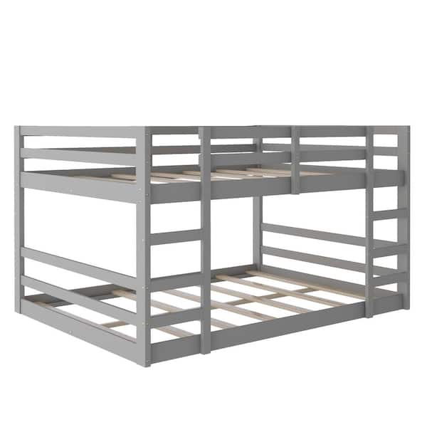aisword Full Over Gray Full Bunk Bed with Ladder