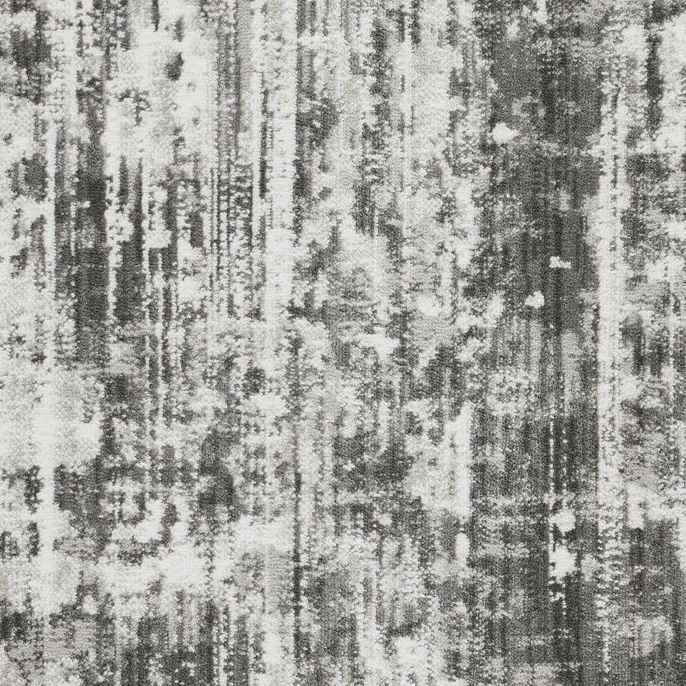 Gray Abstract 9' x 12' Stain-Resistant Synthetic Area Rug