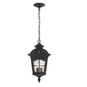 Loridan Square 2-Light Black Pendant Light with Clear Water Glass