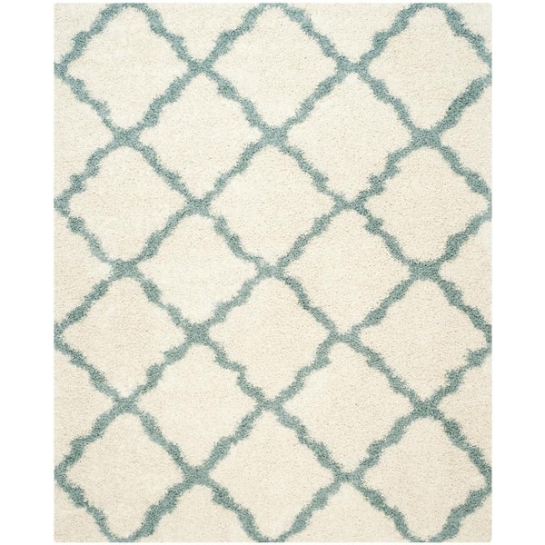 SAFAVIEH Dallas Shag Ivory/Light Blue 8 ft. x 10 ft. Geometric Area Rug