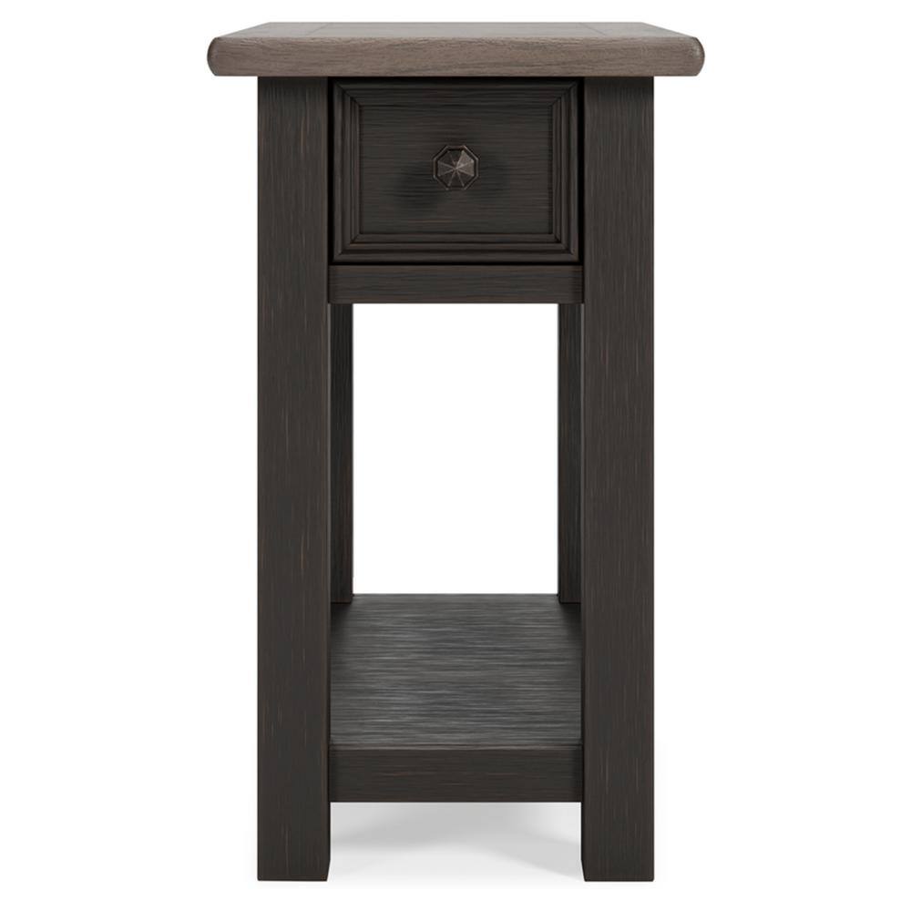 Modern Tyler Creek 14'' Chairside End Table with USB Ports, Black/Brown